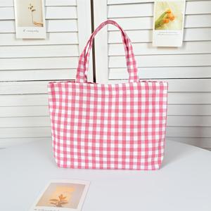 TEMU 여성용 토트백 - 체크무늬 시리즈: 신선하고 휴대하기 쉬운 도시락 가방, 대용량 쇼핑백, 엄마와 학생을 위한 심플하고 스타일리시한 핸드백, 산책용 천가방, 숄더백, 다용도 데일리 필수품, 직장 또는 학교 통근 및 쇼핑에 적합