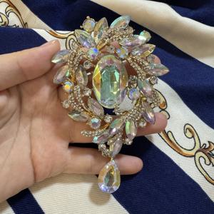 TEMU 패션, 반짝이는 라인스톤 코사주, 유럽 및 미국 스타일 과장 코트, 코트, 추가 장식, 핀, 팬텀 물방울 브로치