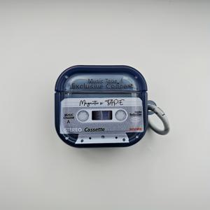 TEMU 1 레트로 블루 테이프 [회색 원 포함] 회색 라디오 테이프, 간편하고 심플한 오래된 오래된 패션 크리에이티브 혁신 트렌드, 링 버클이 있는 쉬운 창의적인 반투명 3차원 사진 프레임 모양, 에어팟 1/2/3/4/Pro/Pro2 이어폰 케이스에 적합