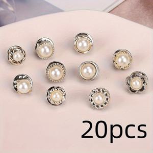TEMU 핀 포함 다양한 조절 가능한 무봉제 진주 단추홀 20개 세트 - 옷 장식 및 DIY 프로젝트에 적합한 우아한 분리형 공예용 단추홀