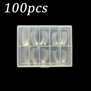 TEMU 네일 스티커용 투명 아크릴 곡선 스티커 1팩, 네일 반부착 아트용 네일 플레이트 100개, 네일 스트랩 박스용 인조 네일 스트랩, 네일 살롱 전문가 및 네일 아트에 적합, 10가지 사이즈