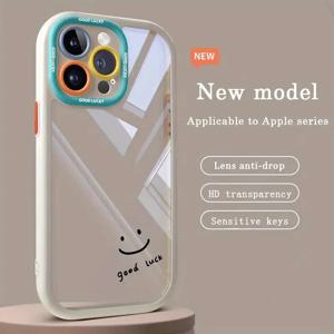 TEMU 휴대폰 케이스 - 창의적인 해피 페이스 커플 하이엔드 아이폰 X/11/12/13/14/15/16/17/Plus/Pro/Promax 호환, 슬림형 패션 남녀 공용 컬러 크림 내성 및 내마모성 보호 케이스
