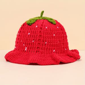 TEMU 수제 코바늘 속통 없는 3D 꽃무늬 니트 모자 1개, 데일리용 패션 액세서리 니트 버킷햇