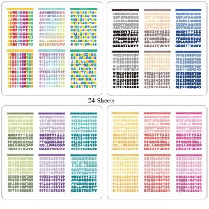 TEMU 빈티지 이중 투명 숫자 및 알파벳 스티커 24매, 영어 콜라주 소재 PET 스티커, 스크랩북, 스크랩북킹, 플래너 및 기타 용도에 적합