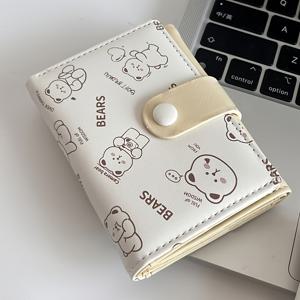 TEMU 학생들을 위한 지퍼가 달린 귀여운 일본 스타일 만화 스타일의 짧은 지갑, 여성용 신선한 2단 지갑