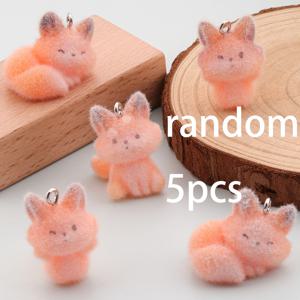 TEMU 3D 플록 리틀 폭스 레진 펜던트 5개/3개 세트 - 귀여운 동물 펜던트 귀걸이 DIY 액세서리