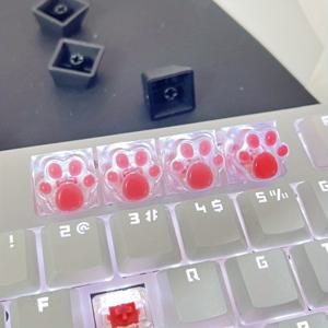 TEMU 4Pcs 귀여운 반투명 고양이 발 Keycap 크로스 샤프트 기계식 키보드 Keycap