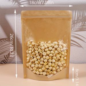 TEMU 100개 크라프트 종이 음양 지퍼 백 식품 크라프트 종이 포장 백 lying 사탕 비닐 봉투 향신료 차 포장 비닐 봉투