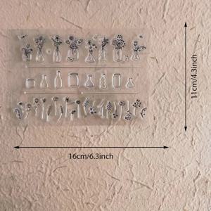 TEMU 꽃과 꽃병 클리어 스탬프 1개, DIY 스크랩북, 카드 만들기, 앨범 장식용 실리콘 도장 공예 고무 도장