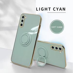 TEMU 휴대폰 케이스 - 삼성 S24/S23/S22+/S21/S23Fe/S24 Ultra 호환, 이 전기 도금 링 휴대폰 케이스는 마그네틱 차량 거치대 기능을 제공하며 낙하 방지용 소프트 보호 기능을 제공합니다.