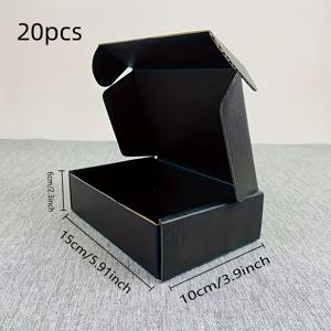 TEMU 20개 검정색 골판지 배송 상자, 소규모 우편 및 선물 품목 보관에 적합, 소규모 사업체 운송, 우편 및 포장에 이상적