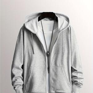 TEMU 남성용 플러스 사이즈 캐주얼 안감 오픈 체스트 후드 스웨트셔츠, 플러스 사이즈