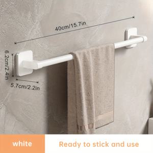 TEMU Musurjoy 수건 걸이/욕실 주방 화장실 수건 걸이/옷걸이/부드러운 벽 범용 벽걸이/공간 알루미늄 속이 빈 긴 막대 Abs 받침대 못 없이 스티커 설치 화이트/크리스마스 선물, 수건 걸이