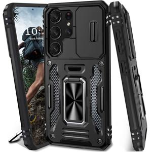 TEMU Kejiang 시리즈 헤비듀티 충격 방지 360° 회전 링 스탠드 렌즈창 보호 휴대폰 케이스, 삼성 갤럭시 S24FE, S23FE, S22, S21FE, S26, S25 울트라, A55, A54, A35, A34, A25, A24, A16, A15, A14, A06, A05, A05S 5G 시리즈용