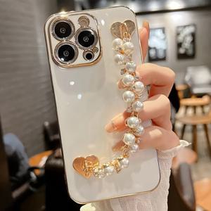 TEMU 1개 패션 폰 스트랩, 골드 메탈 클립, 멀티펑셔널 폰 참, 폰 케이스 액세서리, 펄 팔찌, 하트 모양 클립 및 접착 테이프 포함