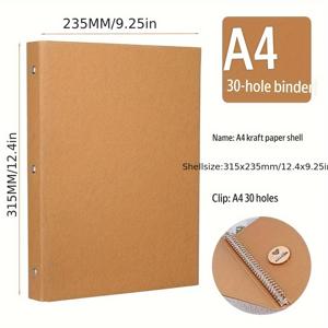 TEMU 빈티지 크래프트 종이 A4 A5 B5 쉘 루스리프 북, 데이터 북, 포토 앨범 바인더, 노트북으로 사용 가능