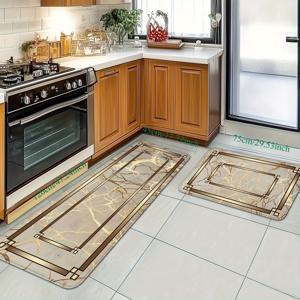 TEMU 1개/2개 대리석 금도금 프린트 주방 매트 - 초소프트 미끄럼 방지 45x75cm(17.7