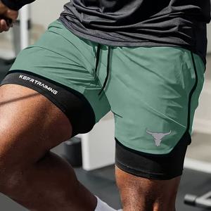 TEMU 남성용 해변 퀵 드라이 통기성 트레이닝 스타일리시 황소 머리 프린트 피트니스 런닝 스포츠 반바지