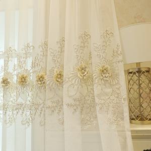 TEMU 1개 유럽 스타일 자수 레이스 플로럴 시어 커튼 (거실 및 침실용)