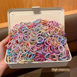 TEMU 300개 컬러풀 미니 헤어밴드, 비파괴 고신축 헤어 코드, 모든 헤어 타입에 적합, 부활절, 마르디 그라, 성 패트릭의 날, 개학 시즌. 남녀 모두에게 좋은 선물입니다