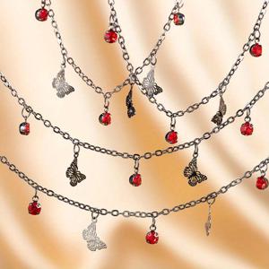 TEMU 1개 100cm 건메탈 구리 체인과 레드 비즈 참 & 나비 펜던트 - 목걸이와 팔찌를 위한 우아한 DIY 주얼리 만들기, 주얼리 제작용 참