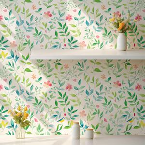 TEMU 레트로 두꺼운 식물, 꽃, 새, 정원꽃, 봄 덩굴 DIY 방수, 오염 방지, 세척이 쉬운 가정 장식용 벽지 스티커, 주방 수납장, 테이블, 의자, 방 배경 리노베이션용 접착식 벽지 1롤