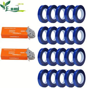 TEMU 식물 가지 묶기 기계용 테이프 20롤 + 포도, 토마토, 오이 및 기타 덩굴과 가지를 묶는 데 사용하는 정원 테이프 도구 액세서리와 바인딩 스테이플 2박스