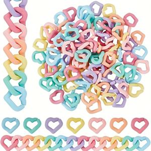 TEMU 105개입 하트 아크릴 링크 세트 - 목걸이, 팔찌, 안경줄, DIY 액세서리 제작용