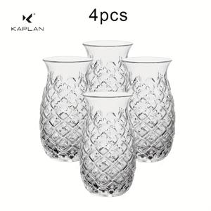TEMU 4/6개 카프란 브랜드 바 파인애플 유리 세트, 480ml/16.2oz (빨대 제외), 주스, 우유, 커피, 알코올 음료 등에 적합. 크리스마스, 할로윈, 추수감사절, 가족 모임 및 파티 행사용