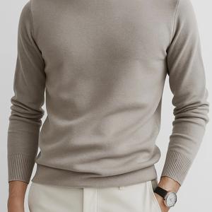 TEMU 이른 봄 신상 남성용 골지 터틀넥 니트 스웨터, 단색 부드러운 긴팔 풀오버, 슬림핏 스포티 캐주얼 스타일