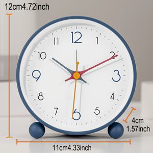 TEMU 4.5인치 간편하고 스타일리시한 알람 시계, 침실, 서재, 거실, 기숙사에 적합, 시계 핸드가 다채롭고 시간을 구분하기 쉬움, 조용한 환경에서 작업이 필요할 때, 틱 소음 없음, 방해가 되는 소음 없음, 무소음 작동