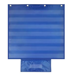 TEMU 시각 단어 교육용 표준 포켓 차트 (7개의 투명 문장 스트립 및 28 x 28인치 카드 보관함 포함, 파란색)