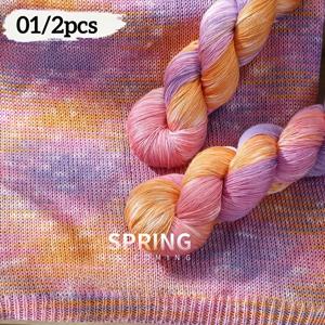 TEMU 2개 세트, 여름용 수제 염색 실, 컬러 레이스 실, 여름 니트 반팔, 코바늘 오픈워크 상의, 핸드메이드 니트, 다양한 색상 옵션