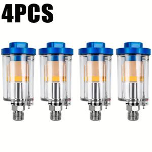 TEMU 2/4개 오일-워터 분리 에어 필터 키트, 에어 컴프레서 & 스프레이 건 에어 필터, 1/4인치 NPT 입구 & 출구, 전문가용 물-오일 분리기, 투명 디자인 및 투명 필터 컵, 스프레이 건 에어 컴프레서 도구 추가