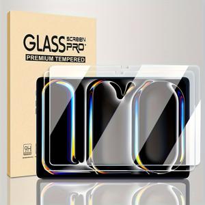 TEMU 아이패드 에어 13인치 M3 2025 및 M2 2024 (7세대/6세대), 아이패드 프로 13인치 M4 7세대 및 2022/2021/2020/2018년형 12.9인치 아이패드 프로 모델에 적합한 고품질 강화 유리 액정 보호 필름 2개입.