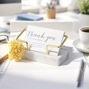 TEMU 고급스러운 대리석 명함 홀더 - 골든 메탈 프레임이 돋보이는 대리석 데스크 정리함, 더블 슬롯 명함 정리함, 사무실, 리셉션용 - 전문가를 위한 럭셔리 데스크 액세서리, 사무실 장식, 명함 홀더