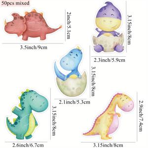 TEMU 50개 공룡 생일 파티 답례품 - 귀여운 만화 포장 사탕 카드 홀더 포함, 다양한 색상 및 디자인 (공룡 테마 축하 행사용), 필요 없음, 공룡 파티 장식, 축하 액세서리, 재미있는 디자인, 생생한 색상, 크리스마스