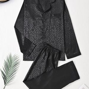 TEMU 2개 세트 남성용 프린트 긴팔 셔츠 & 팬츠 파자마, 홈웨어 및 캐주얼 아웃도어 패션