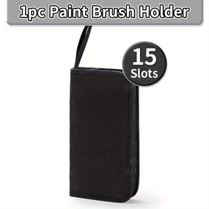 TEMU 여행용 브러쉬 홀더 (15개 슬롯), 크기 10.74X5.43인치, 튼튼한 지퍼 잠금 장치가 특징입니다. 아크릴, 유화 페인트 브러쉬 정리를 위한 휴대용 블랙 캔버스 가방으로 적합합니다.