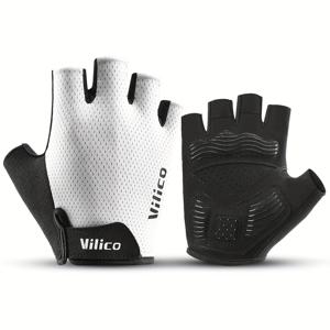 TEMU 풍영 여름용 반장갑 사이클링 장갑 1쌍 - 통기성, 신축성, 손바닥 패딩 강화, 미끄럼 방지, 니트 원단, 폴리에스터, 손세탁. 로드 바이크 및 아웃도어 스포츠용 - 남녀공용