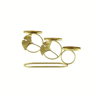 TEMU 1개 우아한 메탈 철제 촛대, 3구 원형 촛대 받침대, 로맨틱 유럽 스타일, 광택된 소나무 잎 촛대, 가정 및 결혼식 장식, 크리스마스 테이블 장식에 적합 (촛불 미포함)