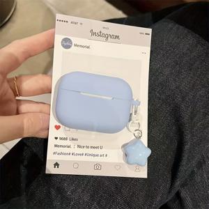 TEMU 블루 스타 에어팟 프로 2세대(5세대) 소프트 보호 케이스, 에어팟 프로 2세대 보호 커버, 4-in-1 세트, 심플한 선물
