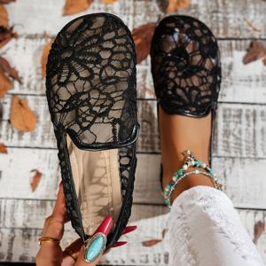 TEMU 여성용 신상 슬립온 - 메쉬 할로우 슈즈 - 여름 캐주얼 여성 플랫, 여성 신발