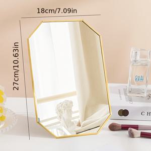 TEMU 접이식 스탠드 데스크탑 메이크업 거울, 침실, 조리대 및 욕실에 적합, 메이크업 및 면도용, 골드 및 실버 색상으로 제공