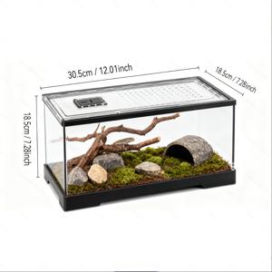 TEMU 아크릴 재질 파충류 케이지 수족관 360° 투명 편리한 상호 작용 및 풍경, 통풍구 도어 탈출 방지, 도마뱀 햄스터 개미뱀 뿔벌레 곤충 게 거북이 개구리 뱀 등 기타 동물을 위한 적합