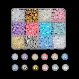 TEMU 혼합 수지 3D 진주광택 컬러 반둥근형 다용도 플랫 네일 아트 DIY 장식 액세서리 12개입