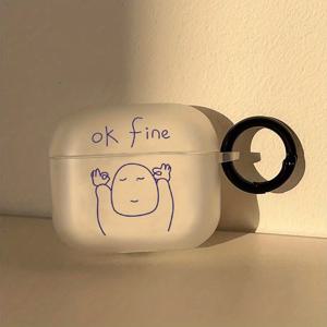 TEMU Airpods 4세대, 2세대, Pro, Pro 2, Pro 3와 호환되는 귀여운 작은 캐릭터 Okfine 이어폰 케이스. 지문 방지 및 미끄럼 방지 기능을 갖춘 프로스트 TPU 소프트 쉘 특징.