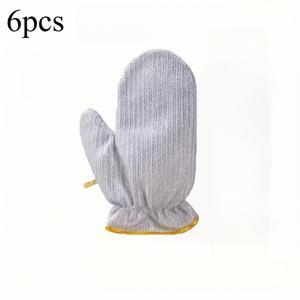 TEMU 디스워싱용 두꺼운 실버 와이어 장갑 6개 세트, 볼 청소용 다용도 청소 도구, 끈적임 없는 가정용 장갑, 주방, 욕실, 화장실 및 야외 청소 작업에 적합한 튼튼한 장갑, 다양한 가정용 업무 및 욕실 위생에 적합