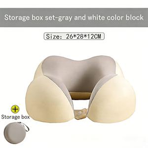 TEMU 휴대용 목과 자세 지원용 경추 베개 - C-서포트 칼라 충전재 포함, 차량, 사무실, 비행기용 컴팩트 여행 및 가정용 - 그레이 인체공학적 척추 지원 장치