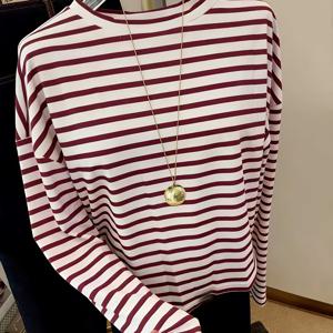 TEMU 여성용 레드 롱슬리브 캐주얼 Y2K 프린트 풀오버 티셔츠